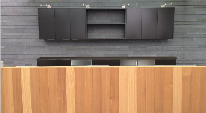outdoor kitchen in chocolate brown powder coated aluminum