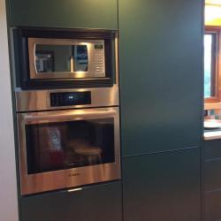 rustic kitchen in dark green aluminum non-toxic and sustainable